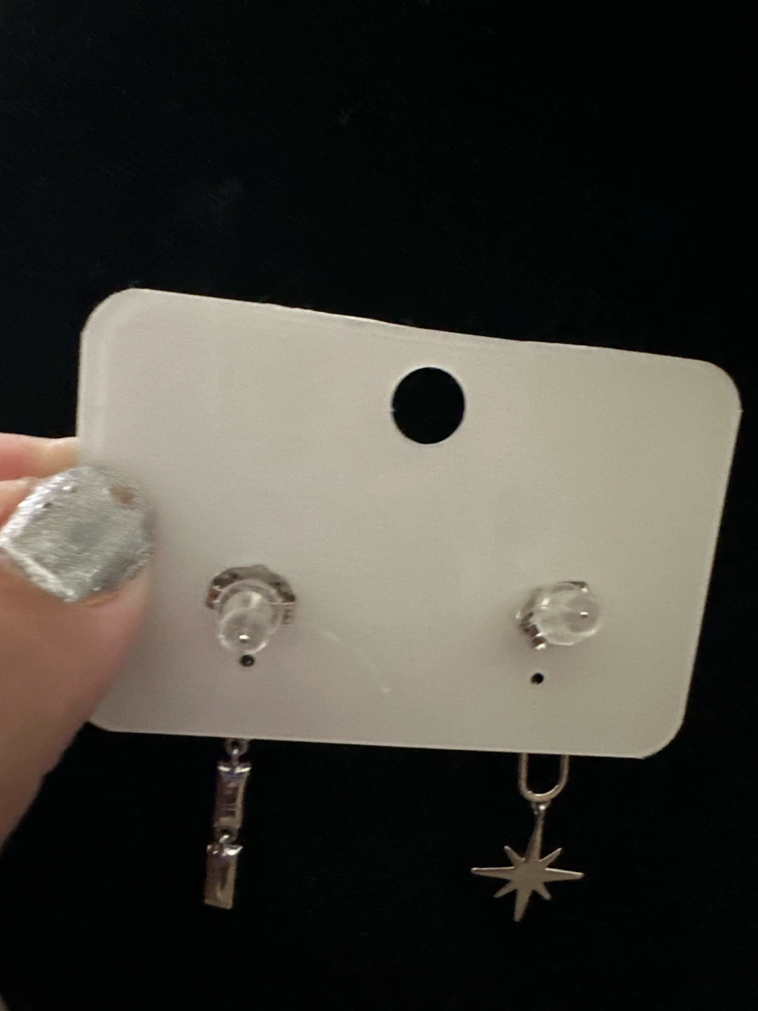 Asymmetrical Star and Baguette Stud Earrings - photo 2