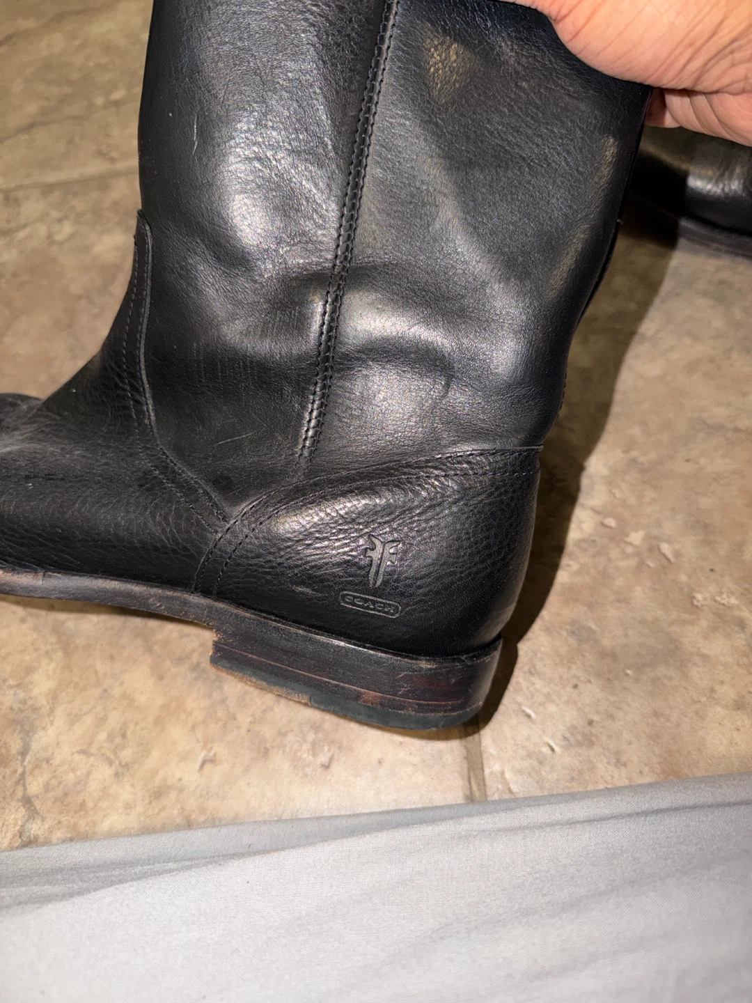 Coach Phillip Black Leather Boots Size 10 - photo 2