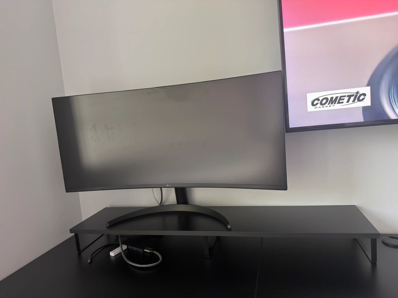 Black monitor stand riser