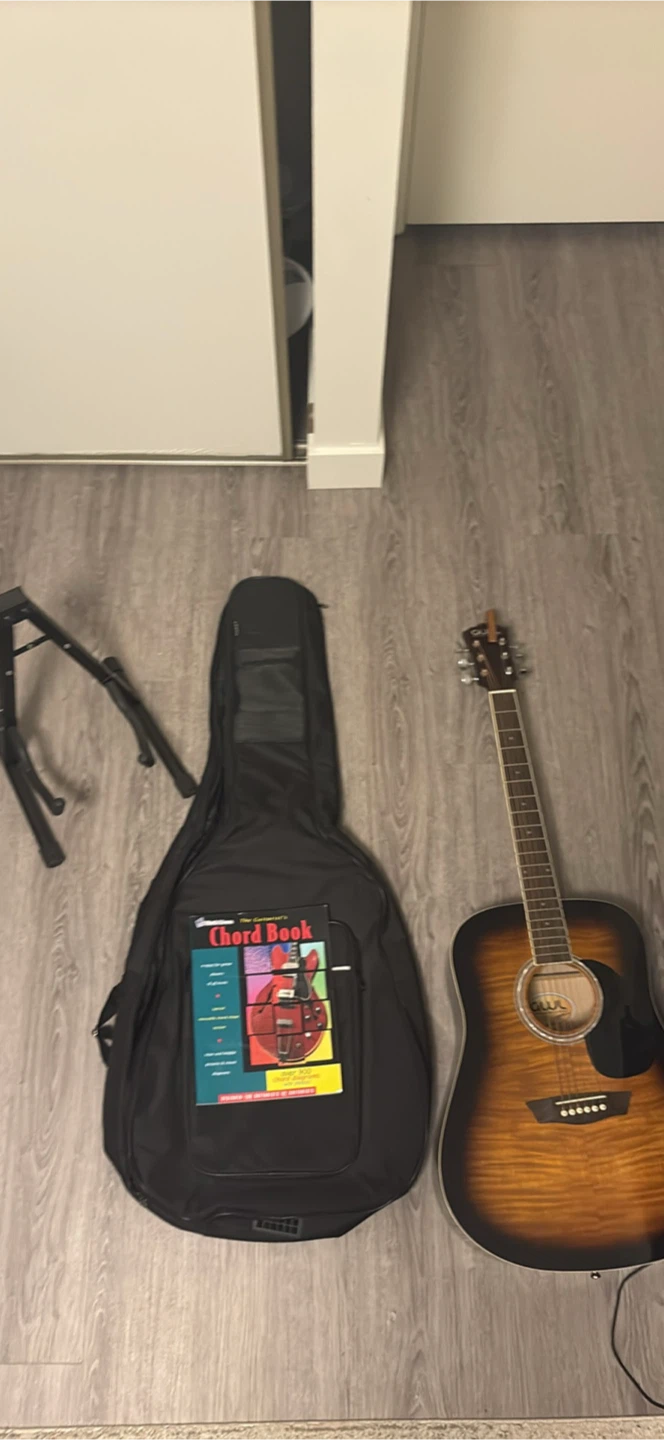 Washburn Acoustic Guitar with Gig Bag and Stand
