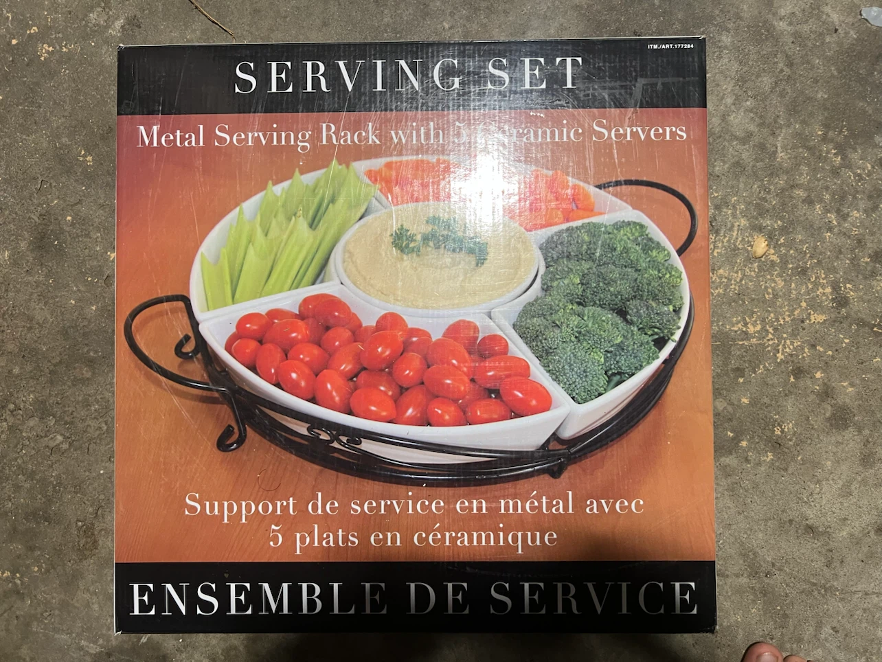 5-Piece Ceramic Serving Set with Metal Rack