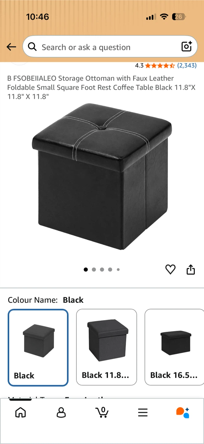 Set of 2 black ottoman