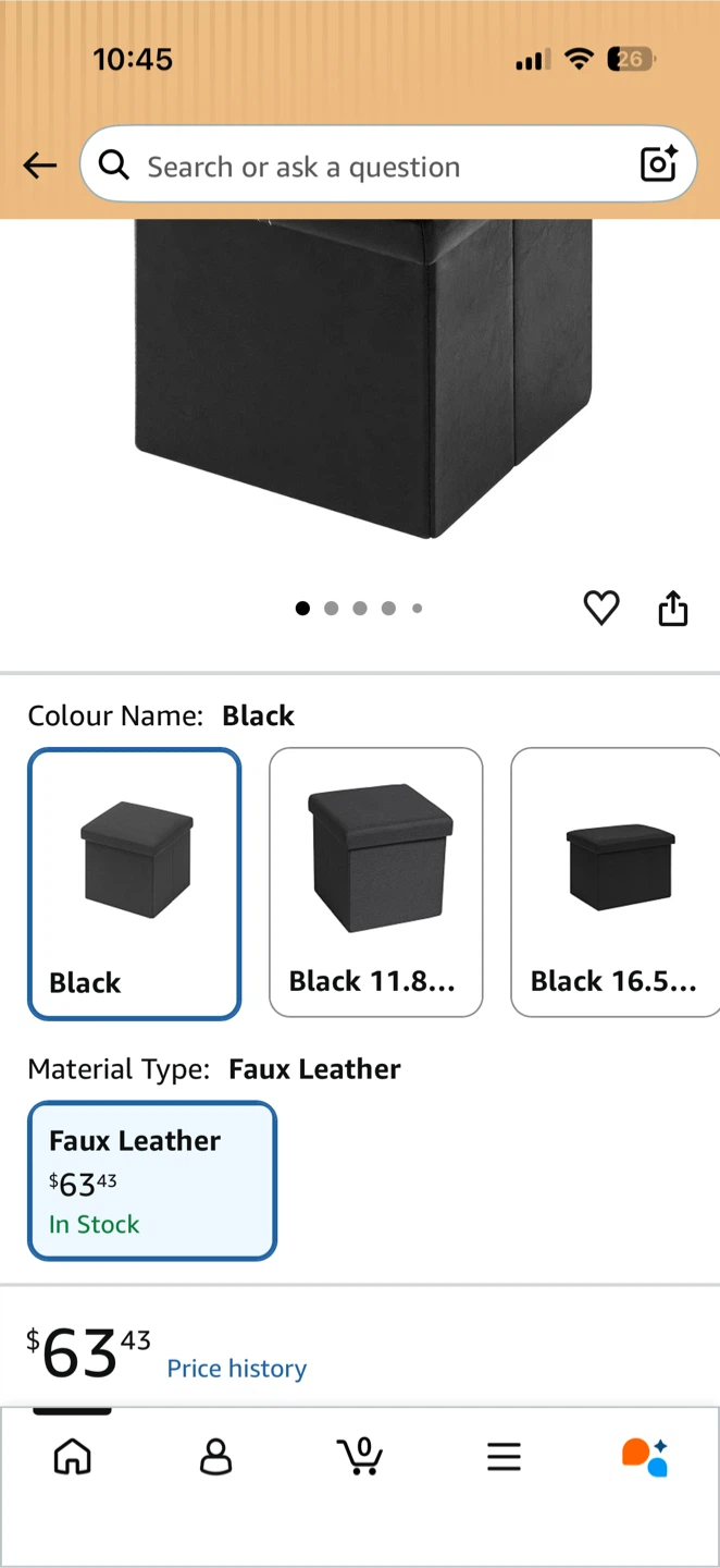 Set of 2 black ottoman - photo 2