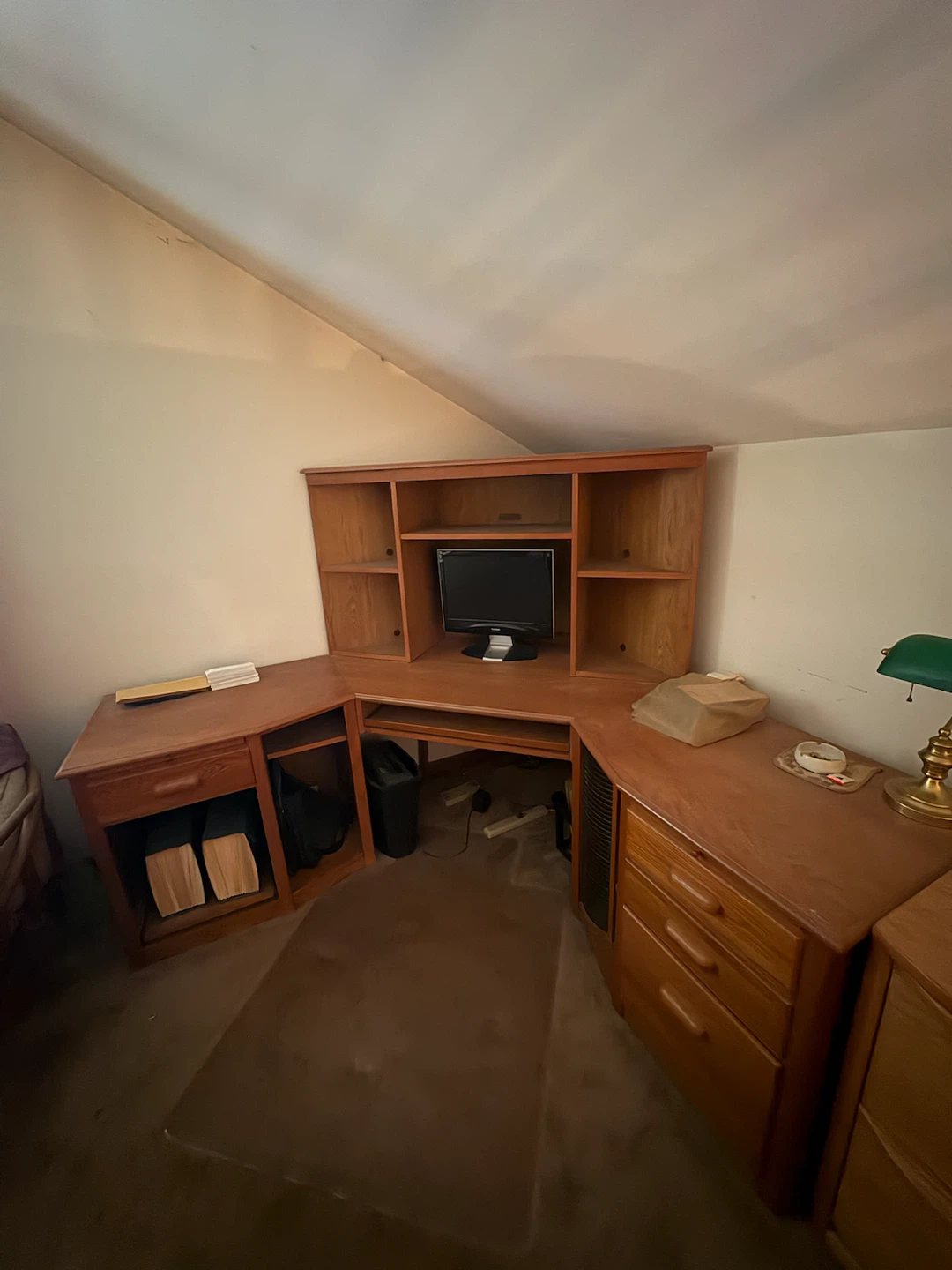 Oak Corner Desk with Hutch