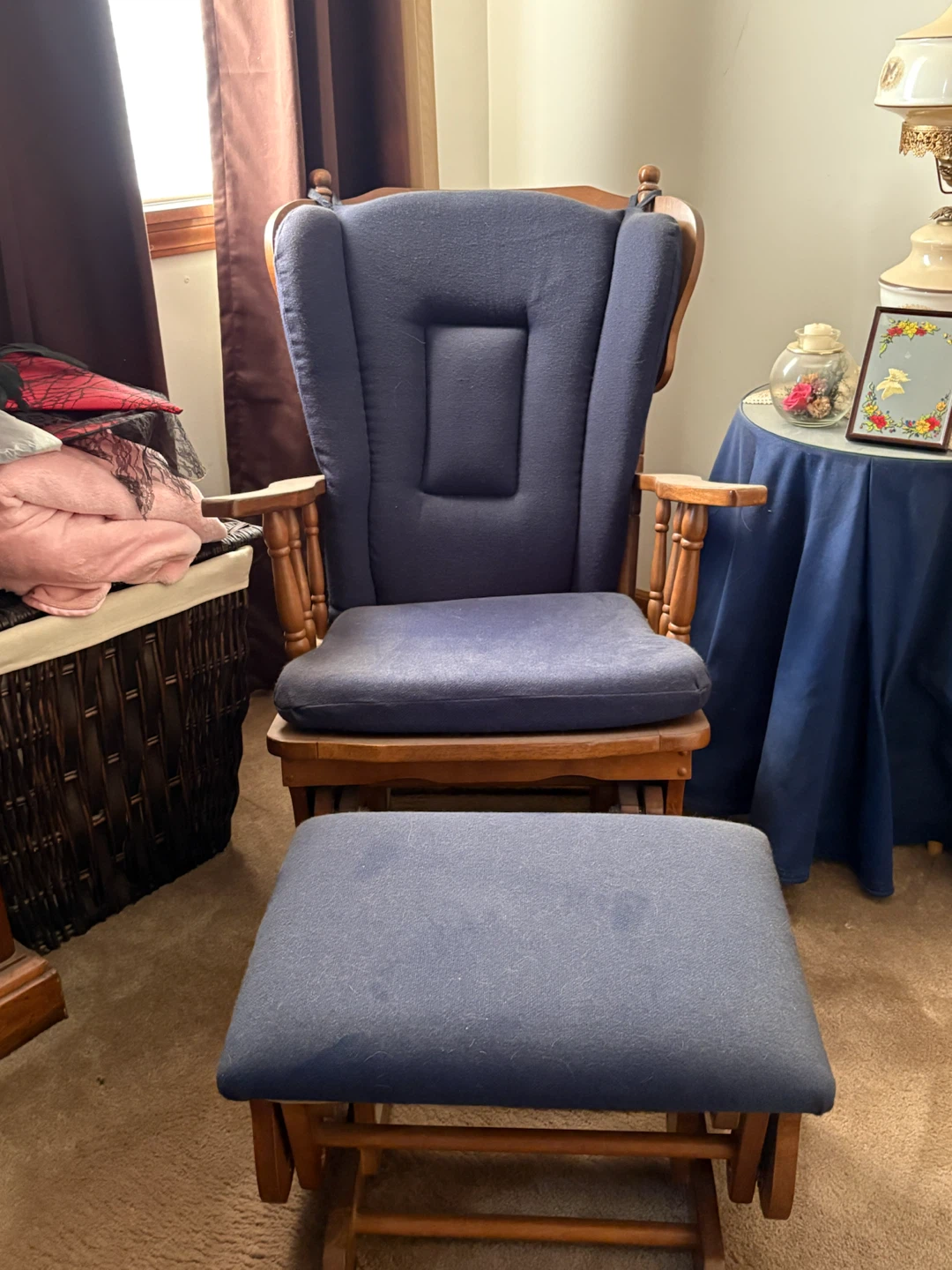 Wooden Glider Rocking Chair with Ottoman