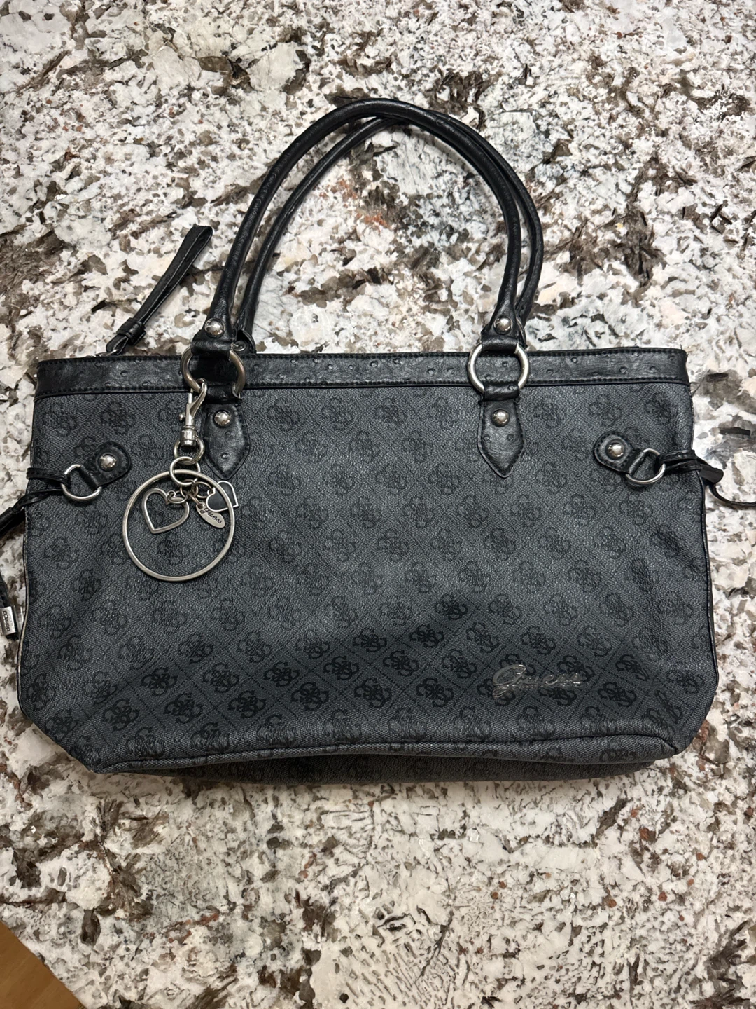 Guess Black Monogram Handbag