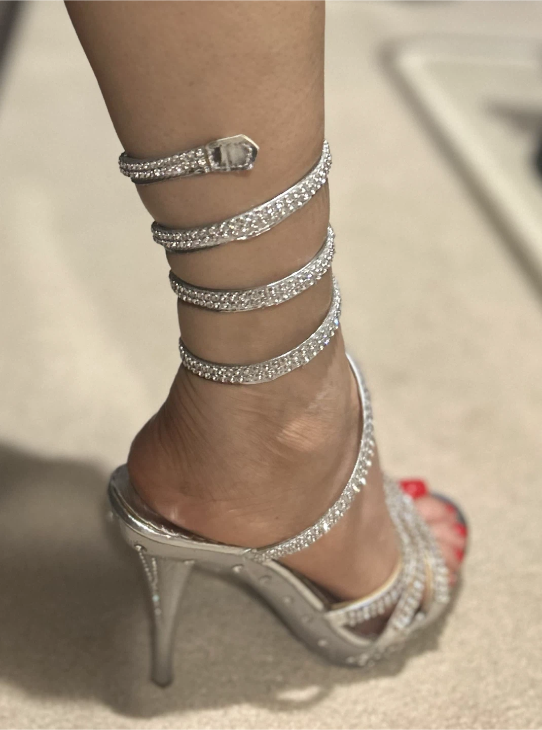 Women's Silver Rhinestone Spiral Heels(5 1/2) - photo 4