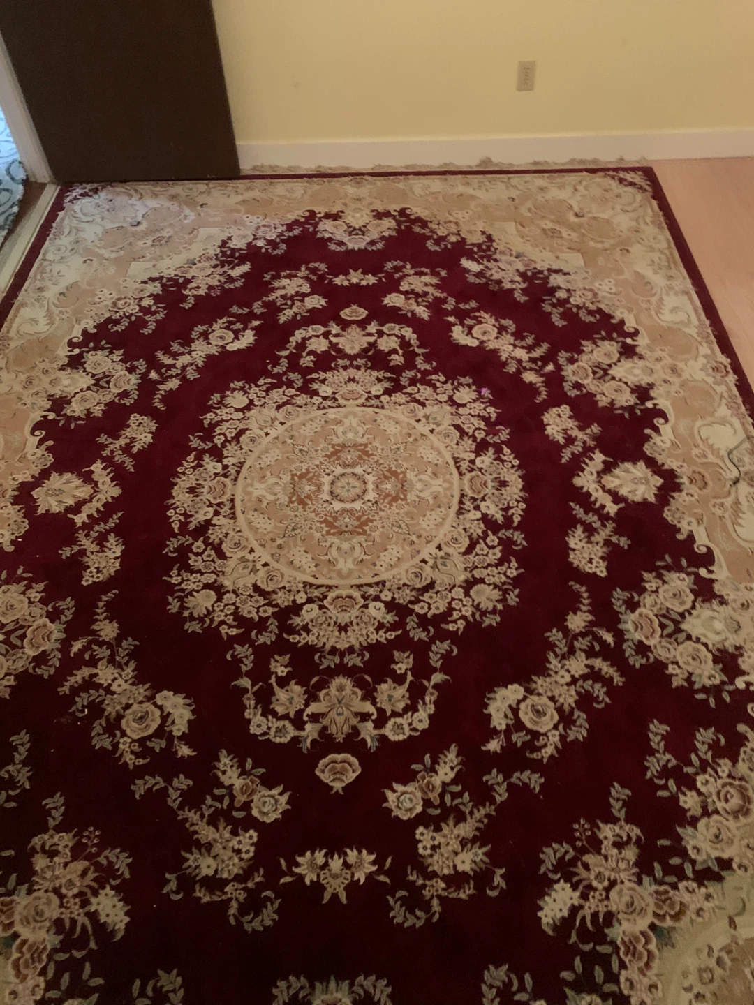 Large Traditional Burgundy Floral Area Rug