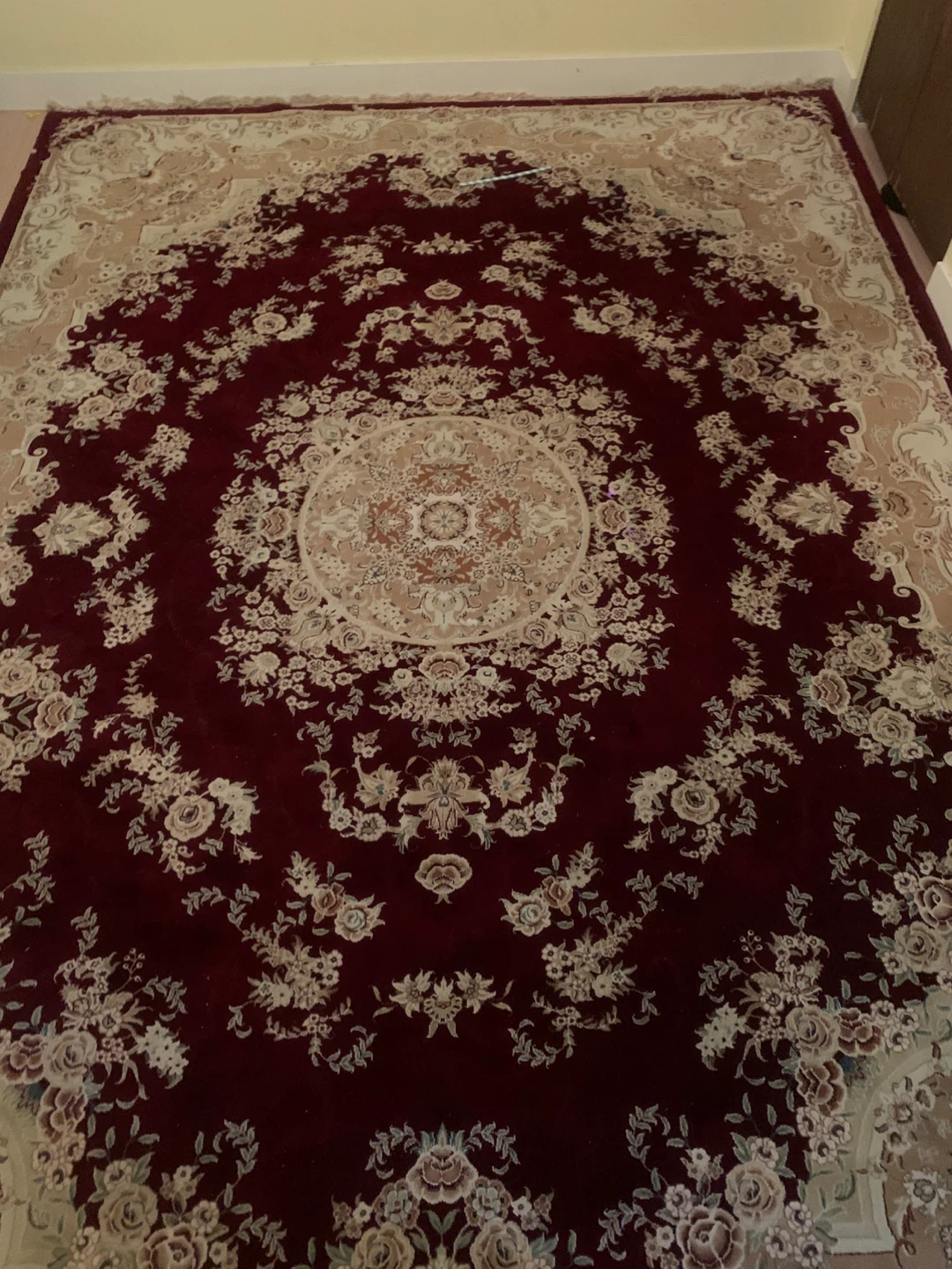 Large Traditional Burgundy Floral Area Rug - photo 2