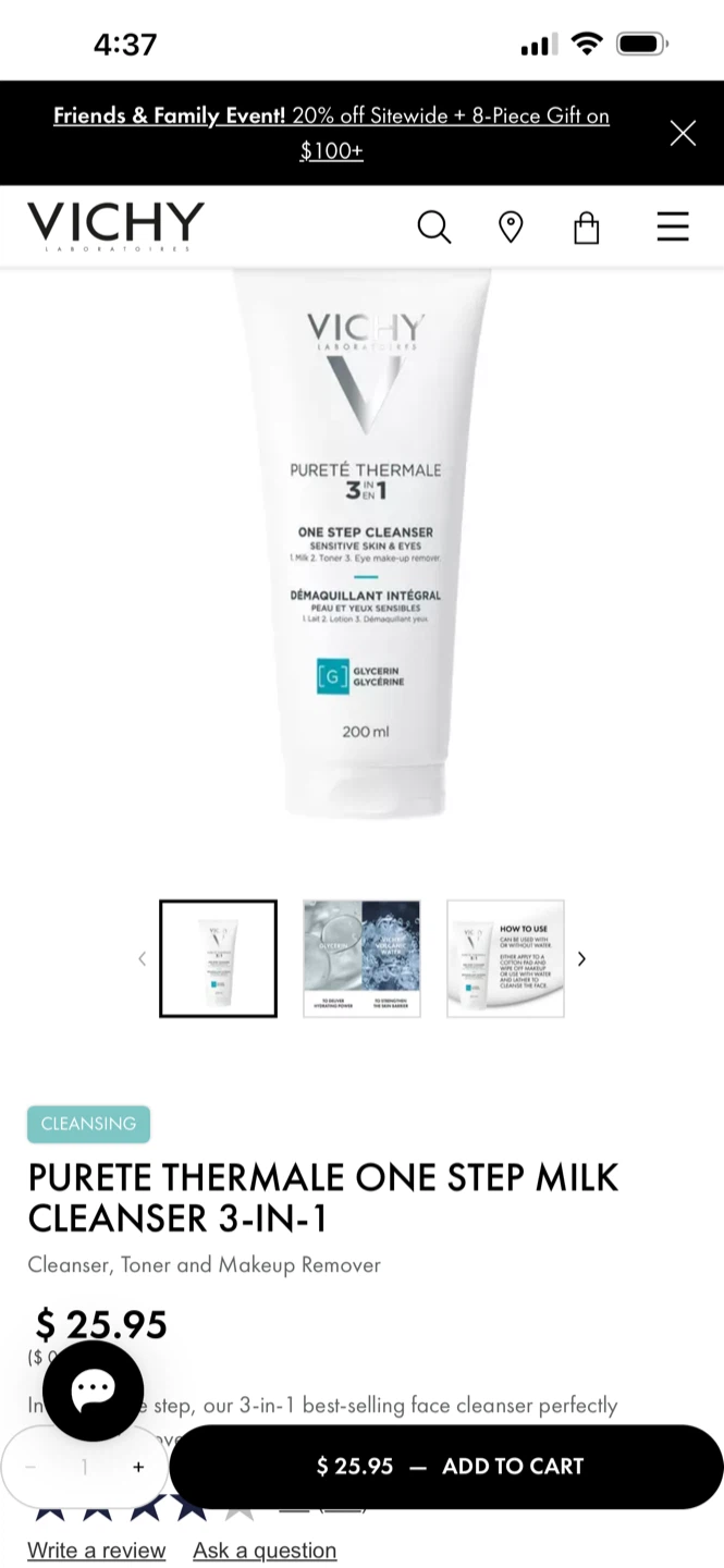 Vichy Pureté Thermale 3-in-1 One Step Cleanser
