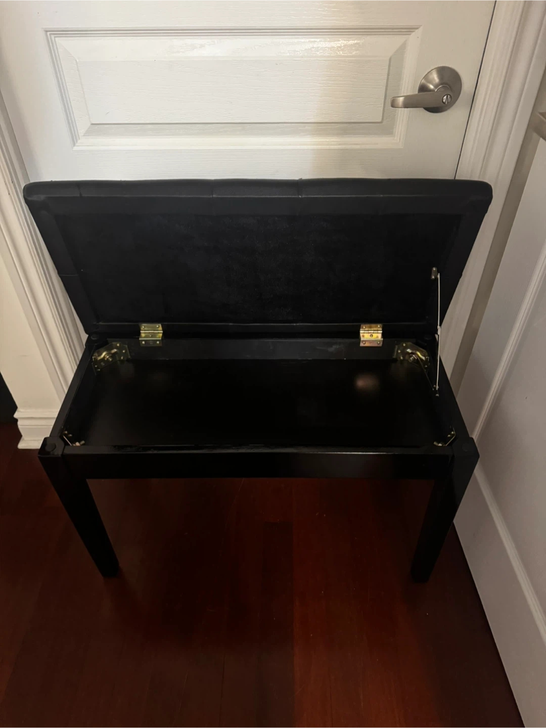Black Tufted Piano Bench with Storage - photo 2