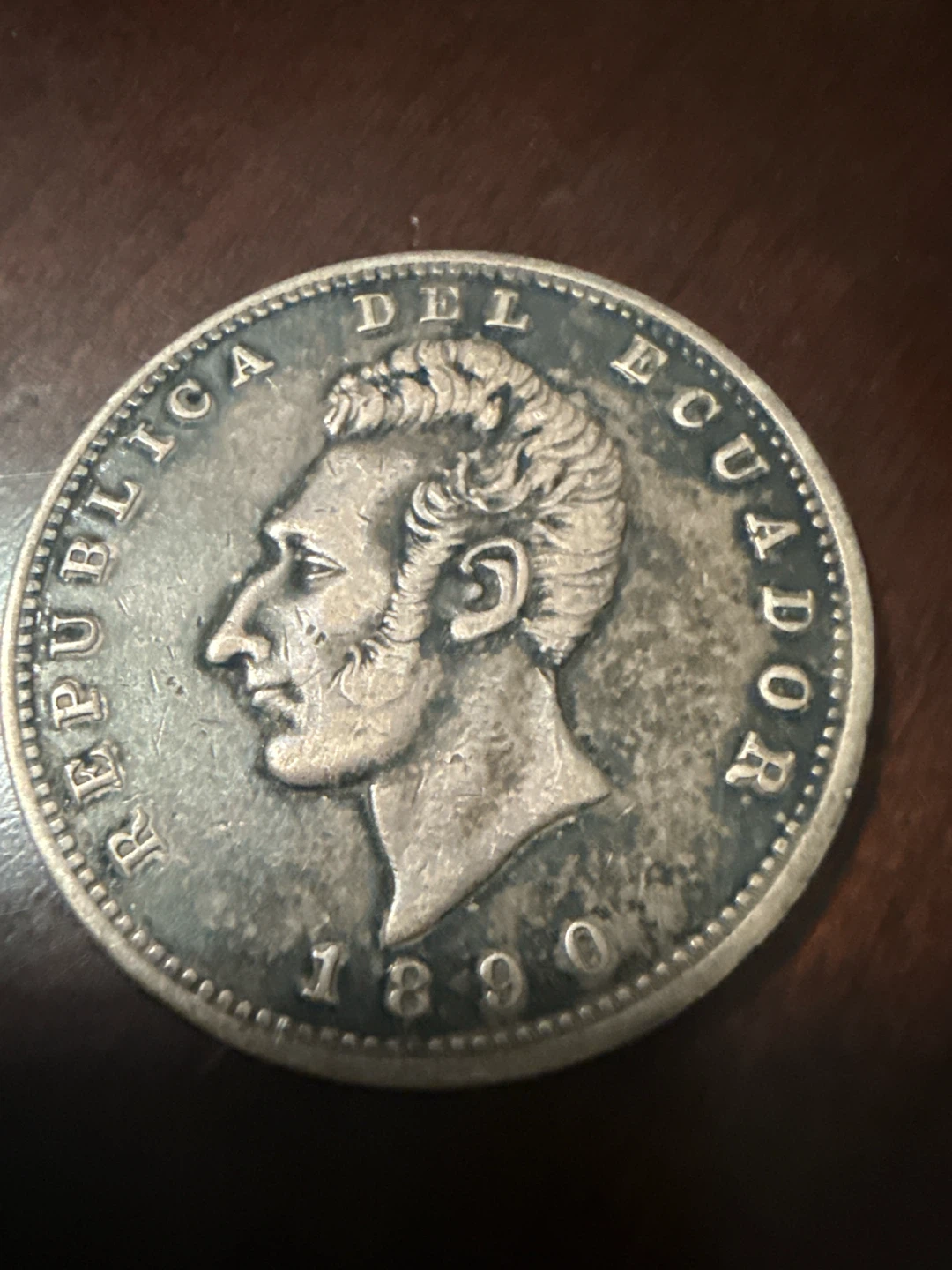 1890 Ecuador 1 Sucre Silver Coin - photo 2