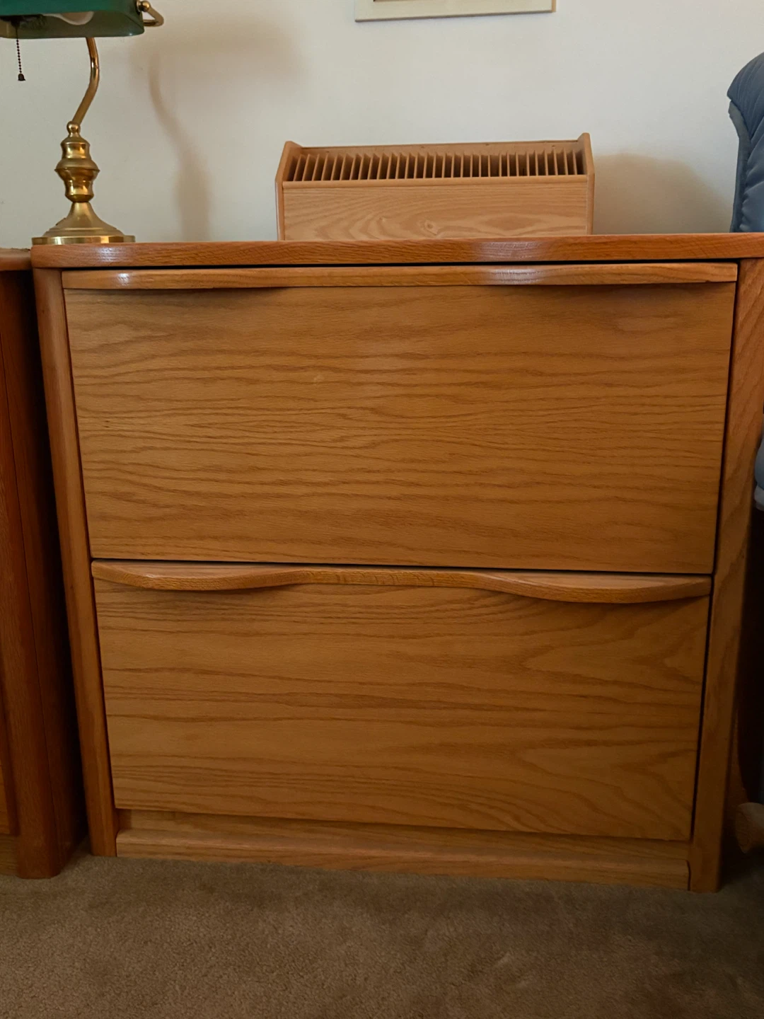 Two-Drawer Oak Filing Cabinet
