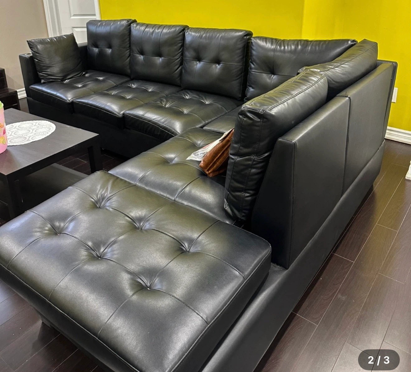 Black Sectional Sofa with Chaise - photo 2