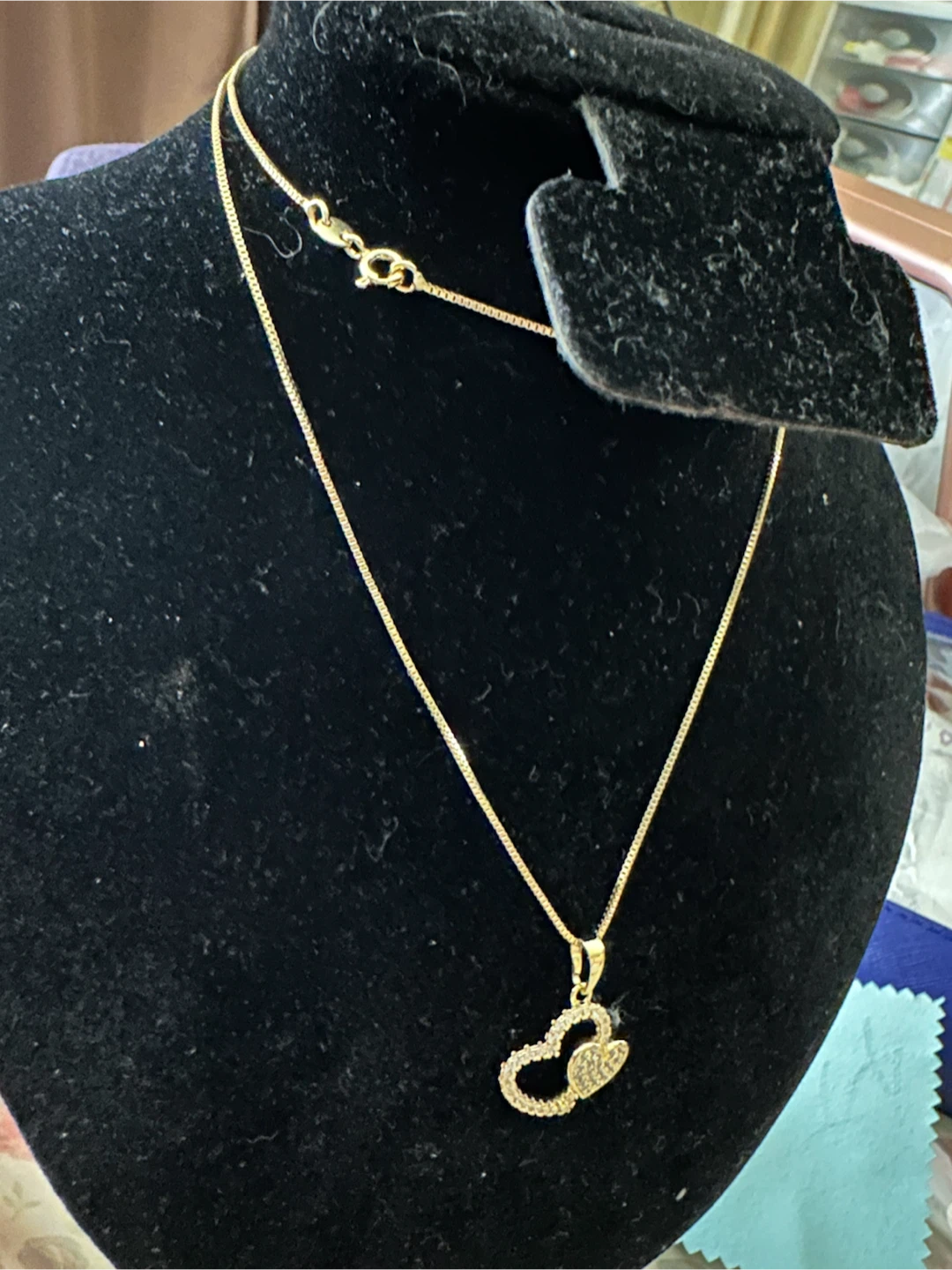 14k Gold Tone laminated Heart Pendant Necklace