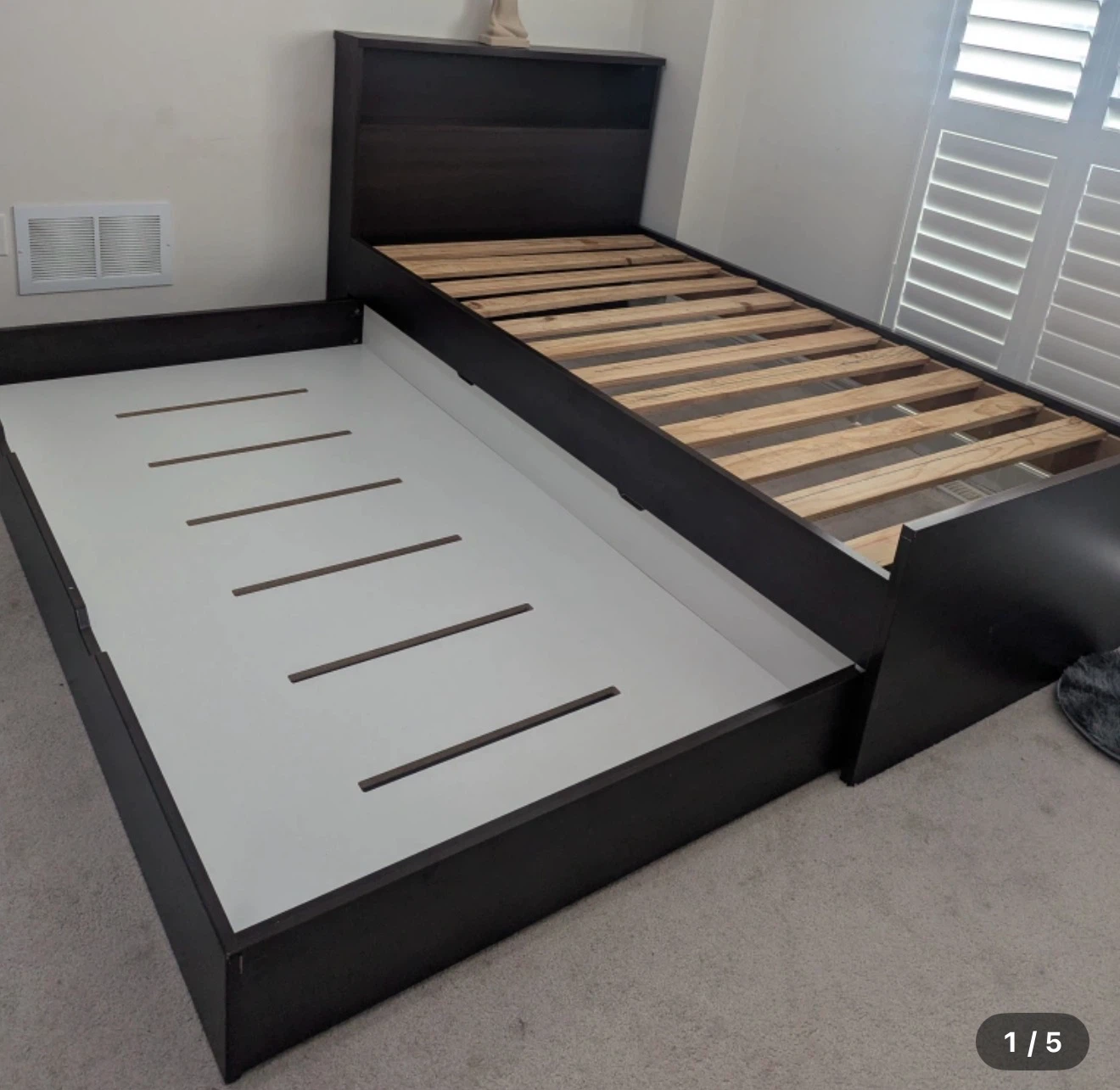 Twin size bed with trundle