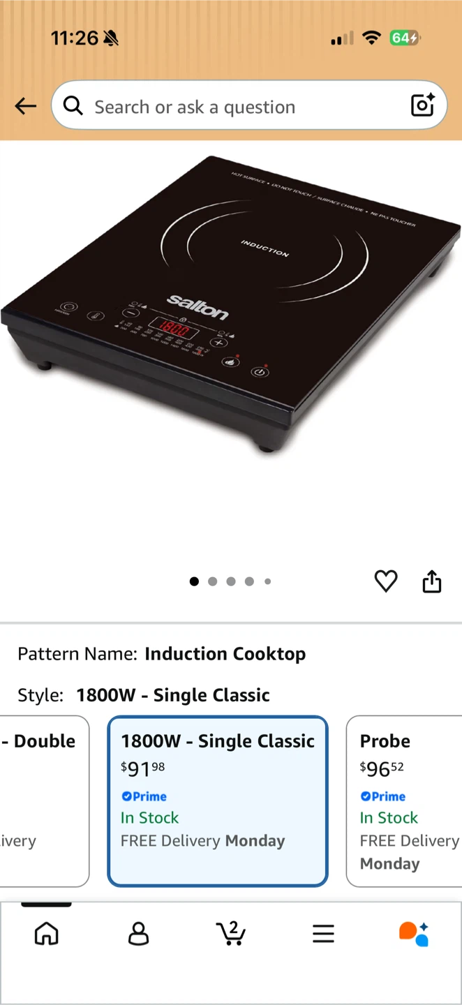 Salton Portable Induction Cooktop 1800W