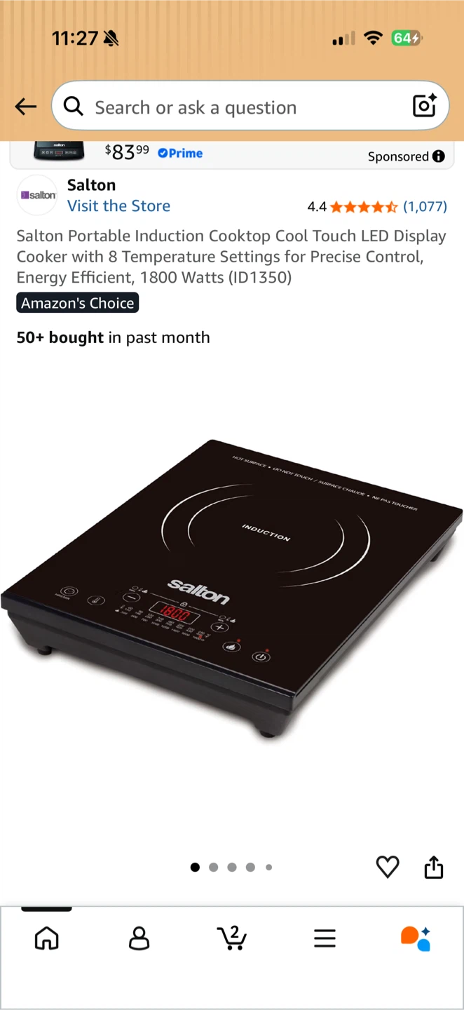 Salton Portable Induction Cooktop 1800W - photo 2
