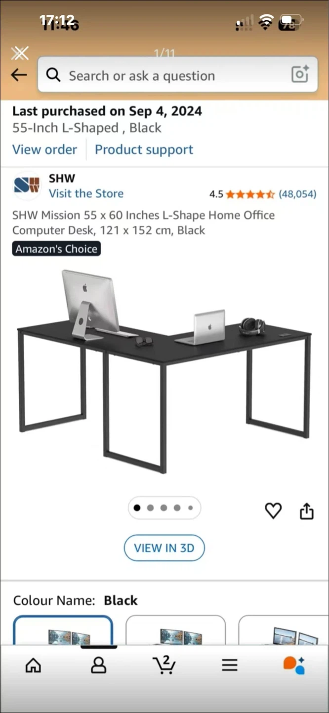 SHW Mission L-Shape Home Office Computer Desk