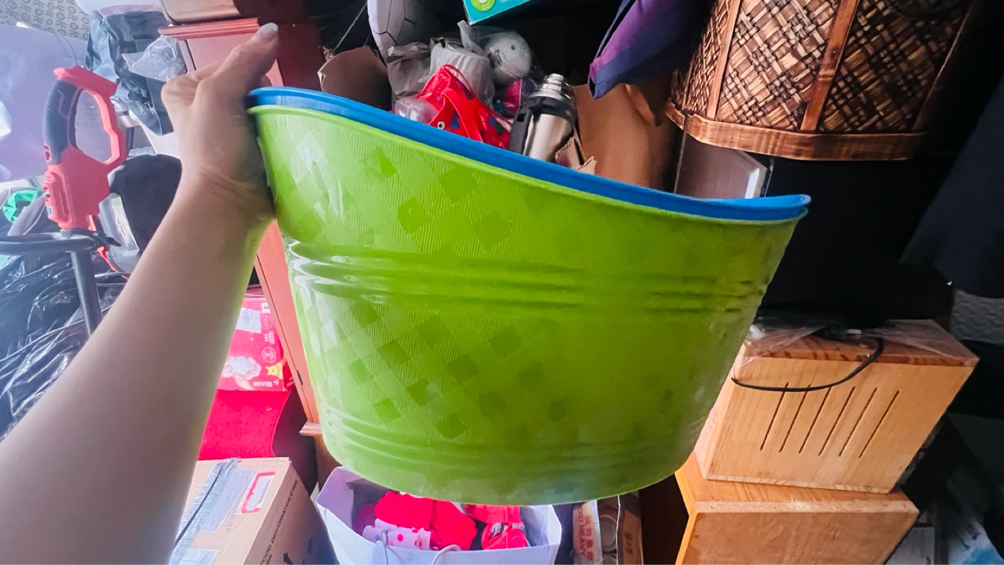Woven Basket with Green & Blue Buckets - photo 5
