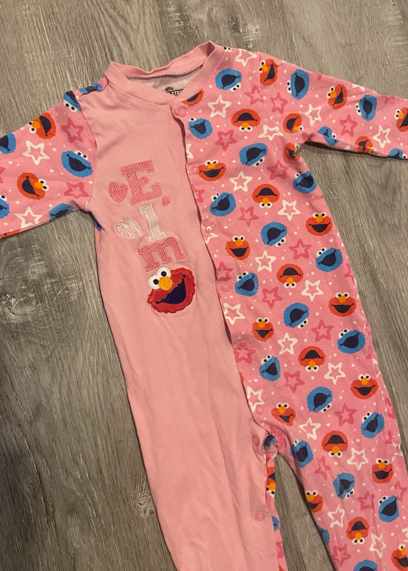 Sesame Street Elmo & Cookie Monster Pink Footed Sleeper 24M - photo 3