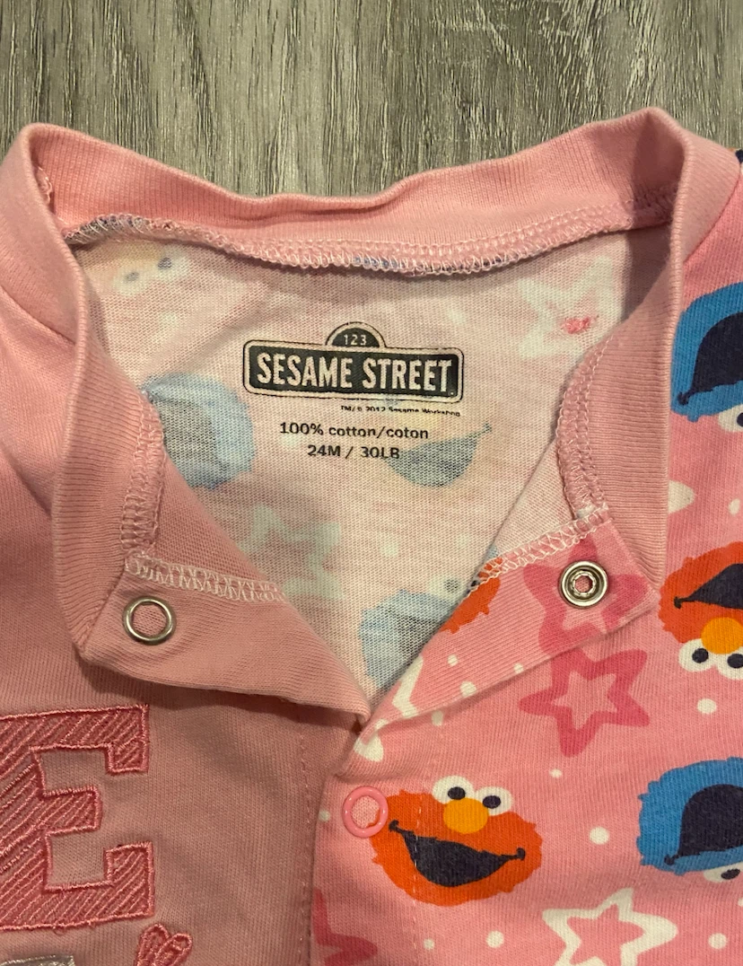 Sesame Street Elmo & Cookie Monster Pink Footed Sleeper 24M - photo 5