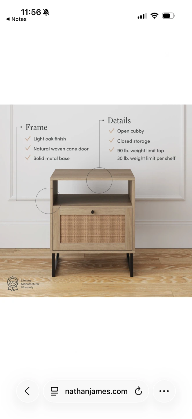 Modern Wood and Rattan Nightstands (2x) - photo 3