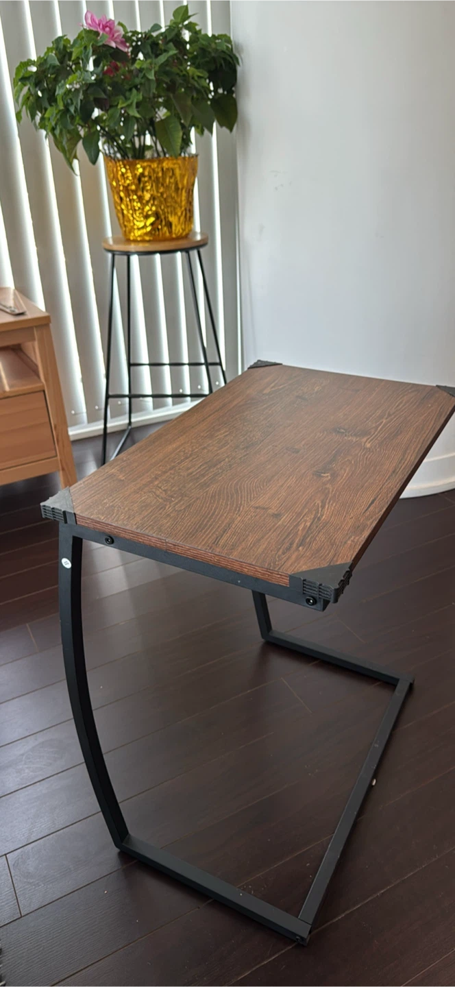 Rustic Wood C-Shaped Side Table - photo 2