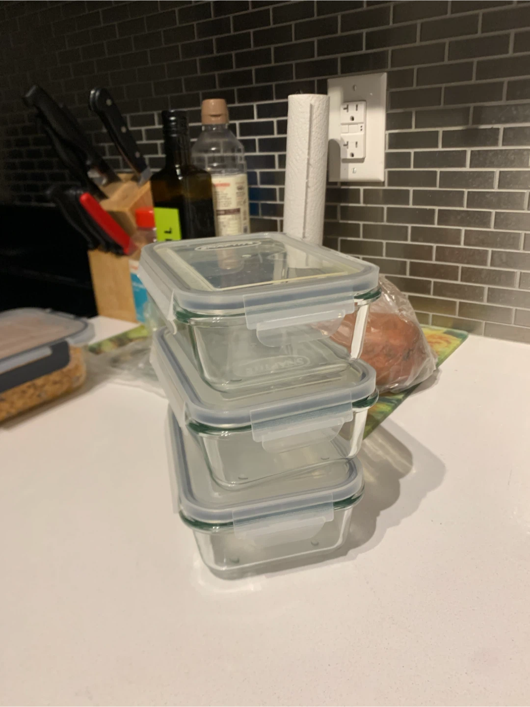 3 Snaptite Glass Food Storage Containers