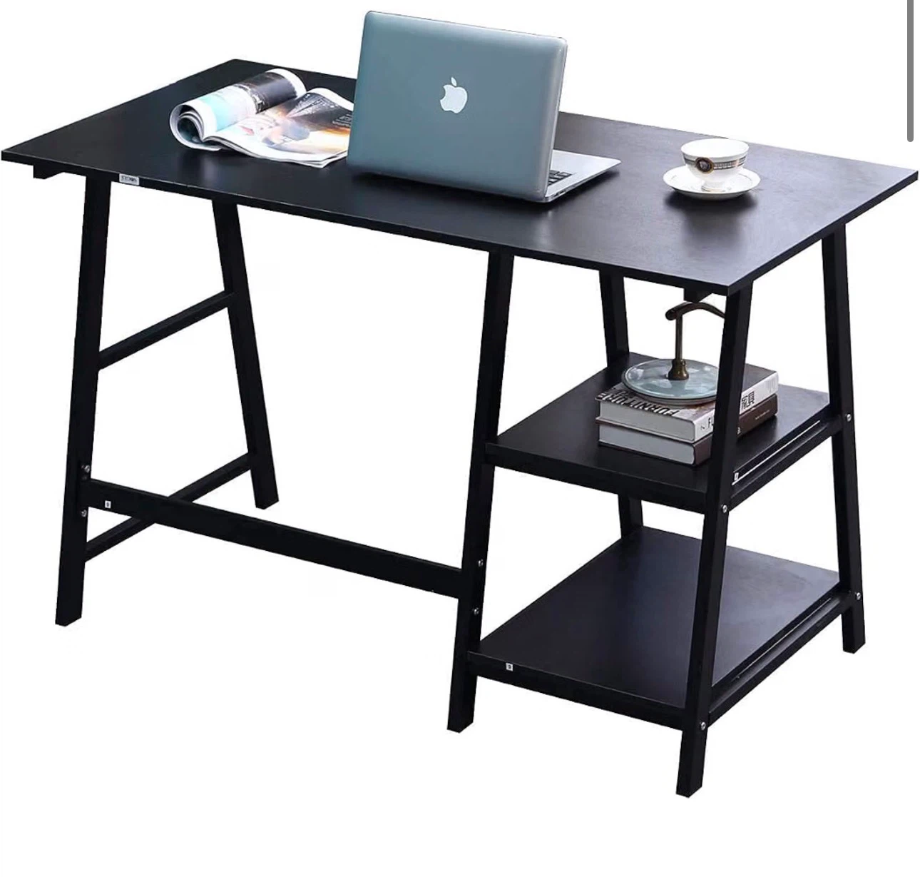 Black Computer Desk with Side Shelves - photo 3