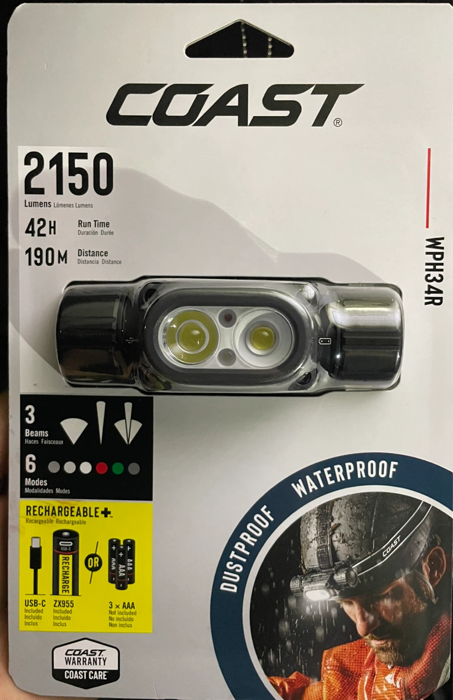 Coast WPH34R Rechargeable Headlamp
