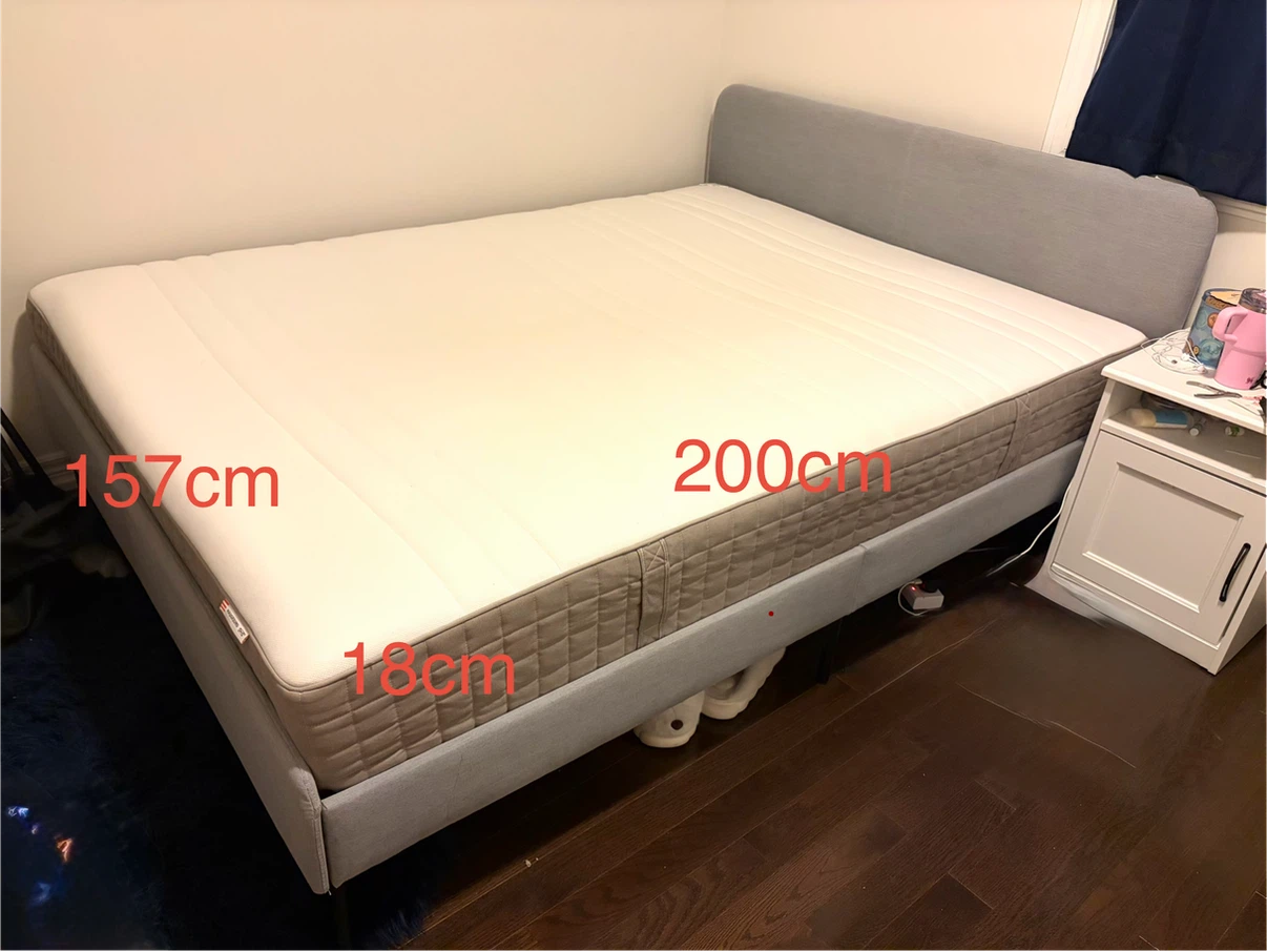 Queen size bed frame and mattress