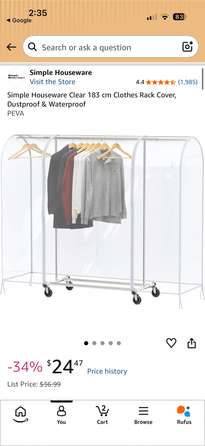 Simple Houseware 72" Clear Garment Rack Cover - photo 4