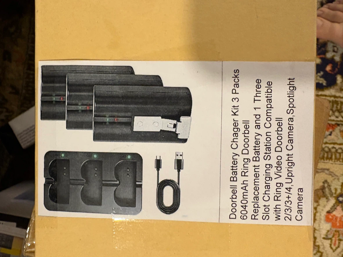 3-Pack Ring Doorbell Battery and Charging Station Kit