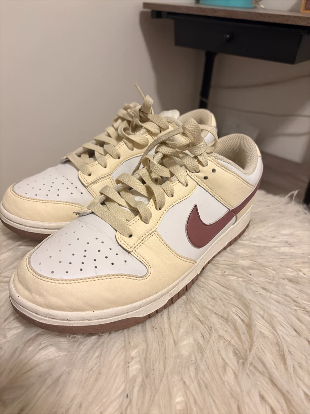 W7.5-Nike Dunk Low Cream and maroon - photo 4