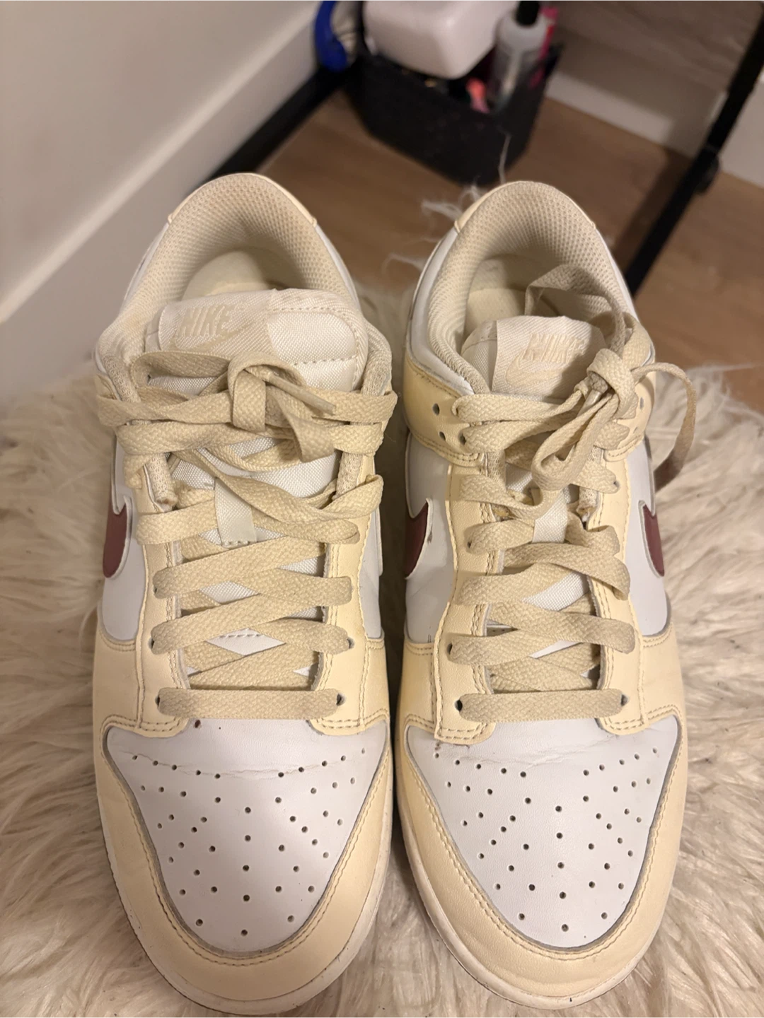 W7.5-Nike Dunk Low Cream and maroon - photo 5