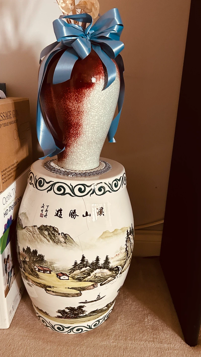 Chinese Ceramic Garden Stool pairs with Landscape Motif - photo 2