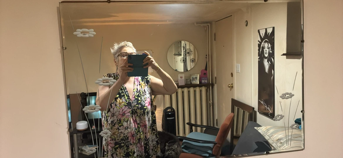 Vintage Wall Mirror with Floral Etching