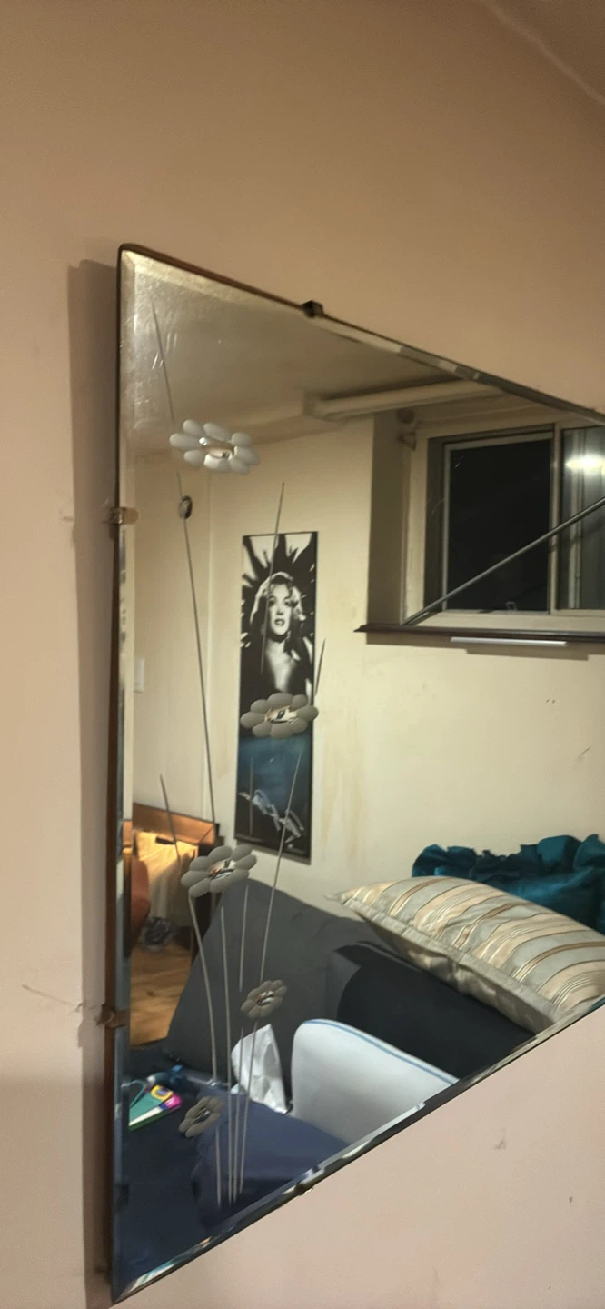 Vintage Wall Mirror with Floral Etching - photo 2