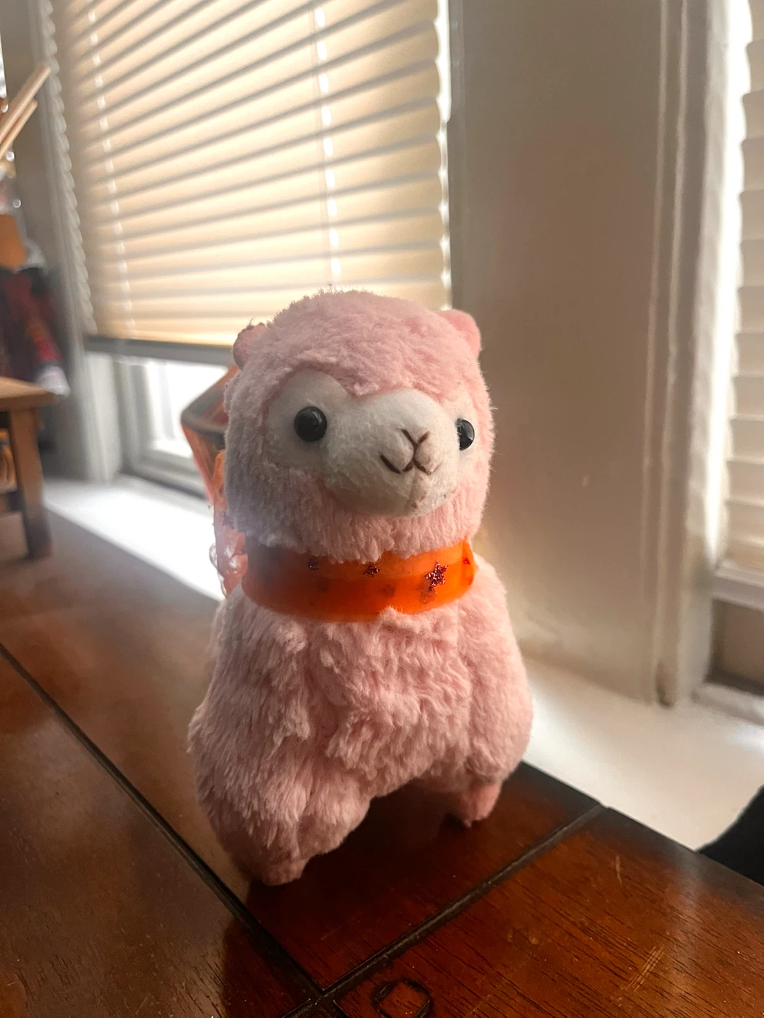 Cute Pink Alpaca Plush w/ Orange Bow!