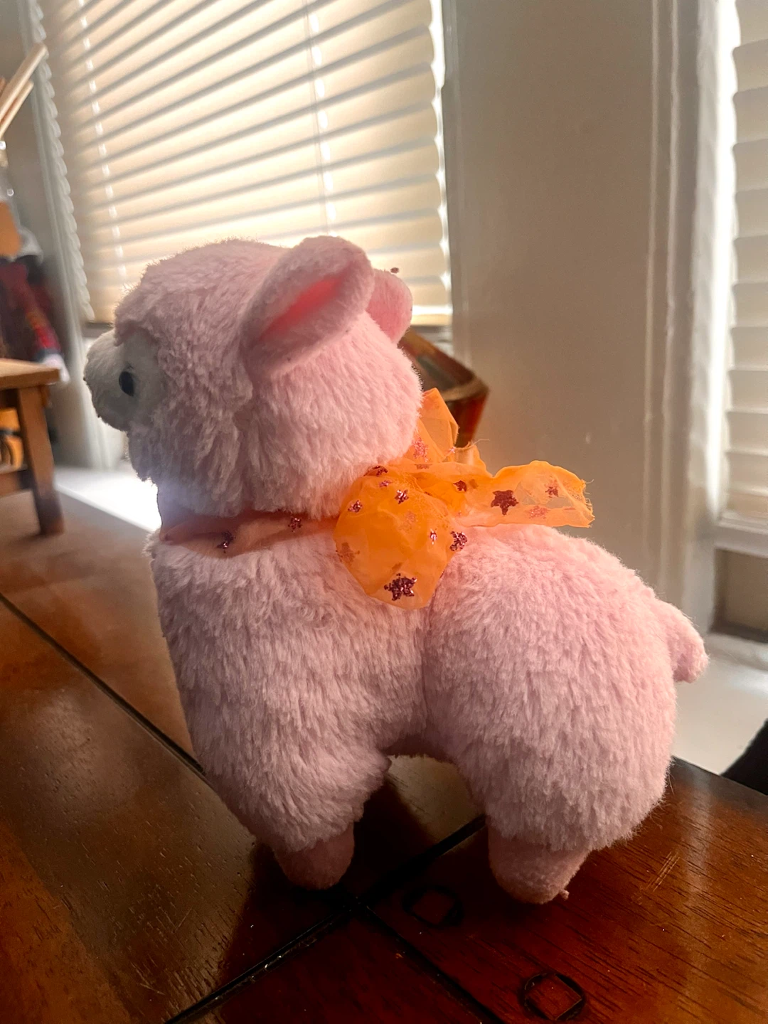 Cute Pink Alpaca Plush w/ Orange Bow! - photo 2
