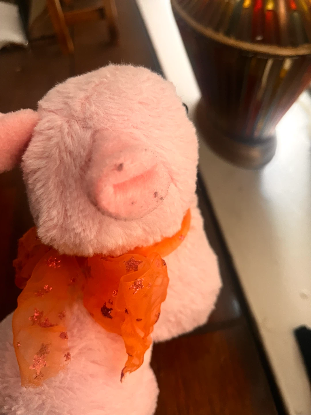Cute Pink Alpaca Plush w/ Orange Bow! - photo 4