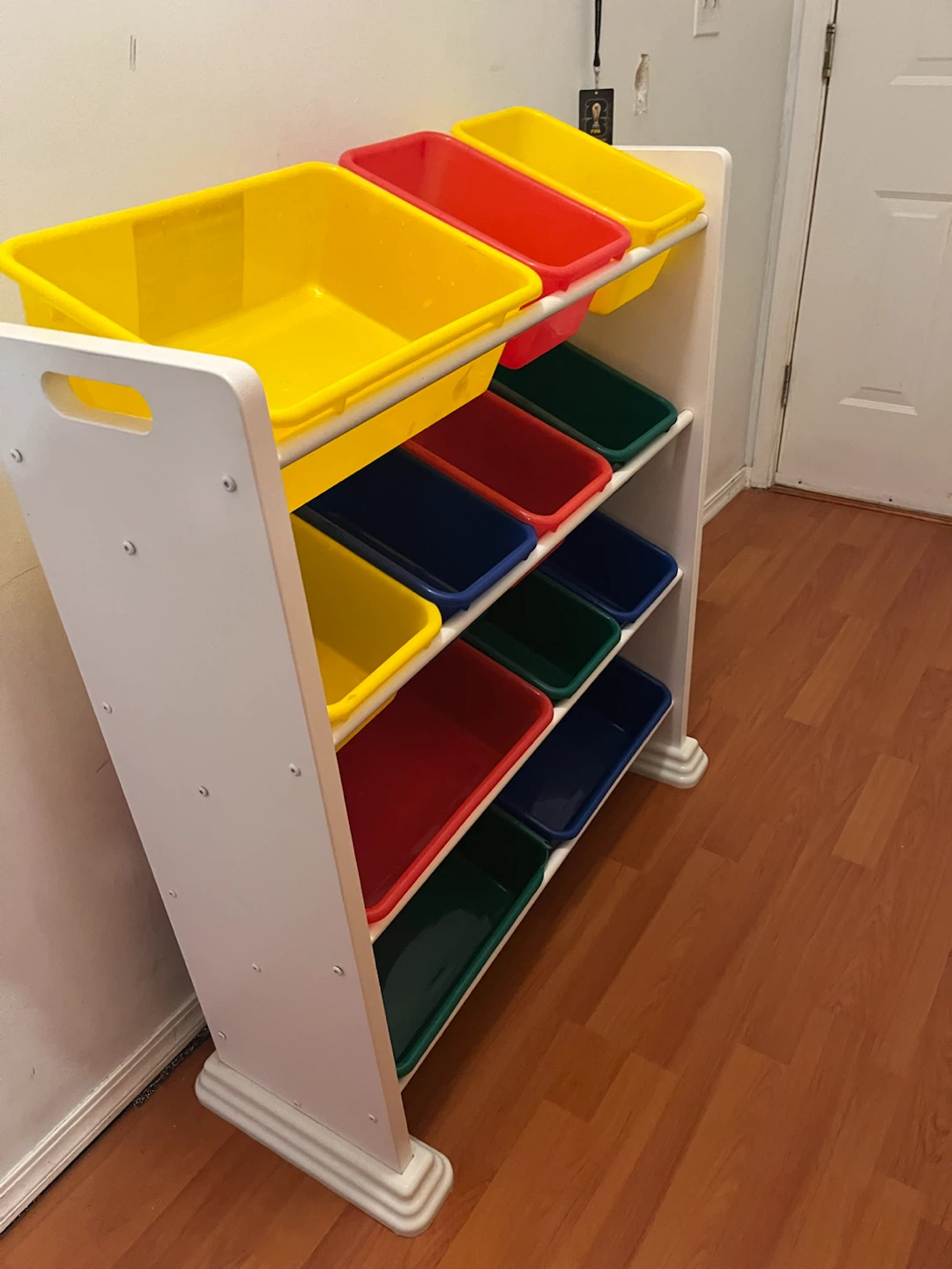White Kids Toy Storage Organizer with Colourful Bins