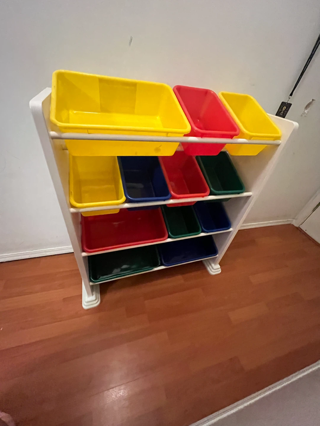 White Kids Toy Storage Organizer with Colourful Bins - photo 2