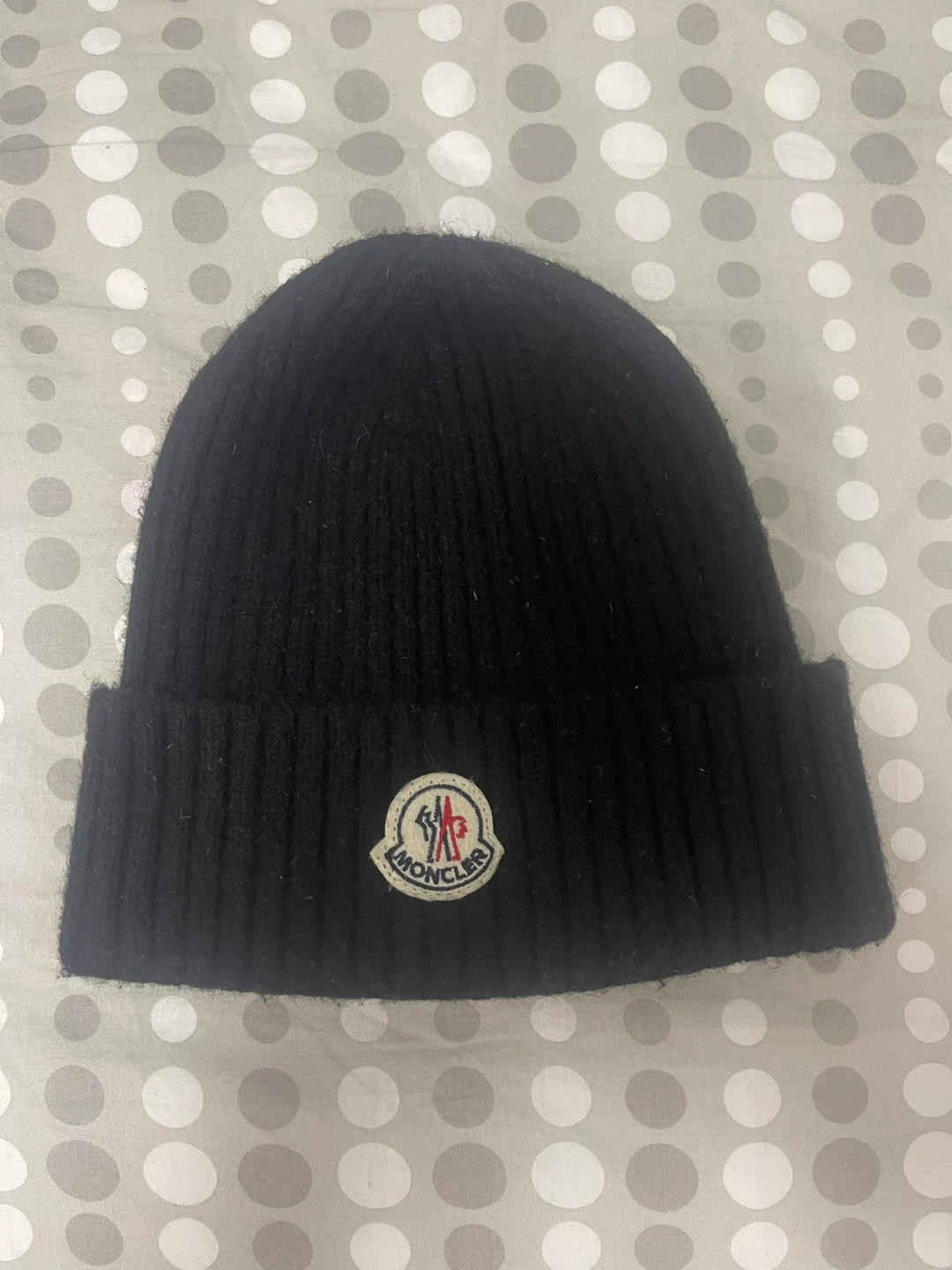 Moncler Ribbed Beanie Hat Black