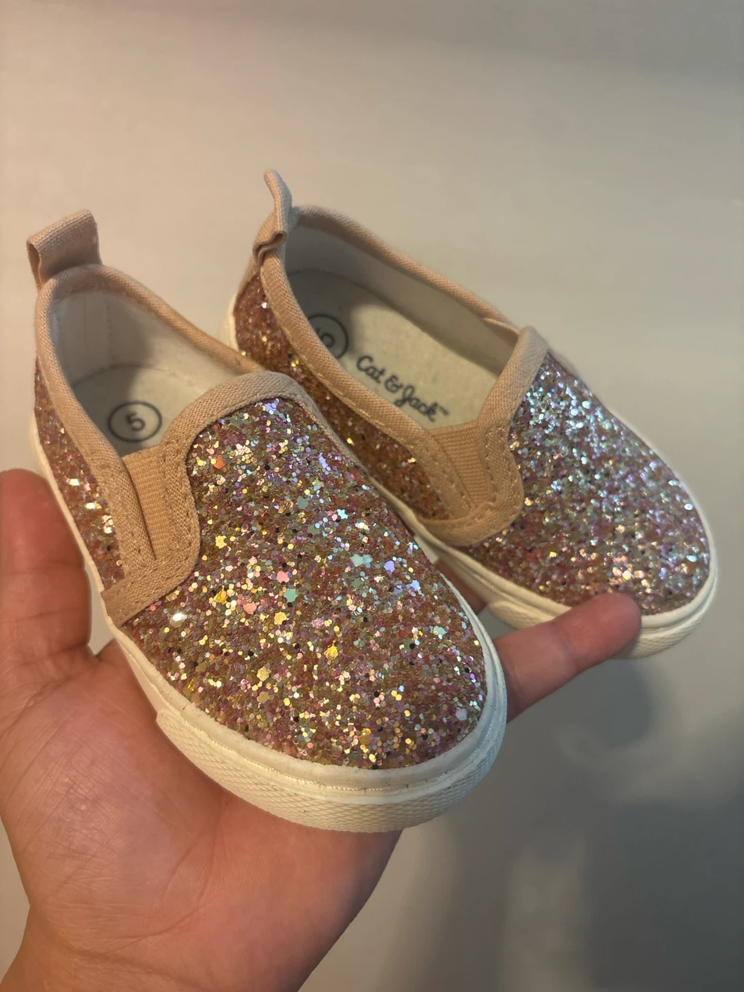 Cat & Jack Toddler Glitter Slip-On Shoes Size 5