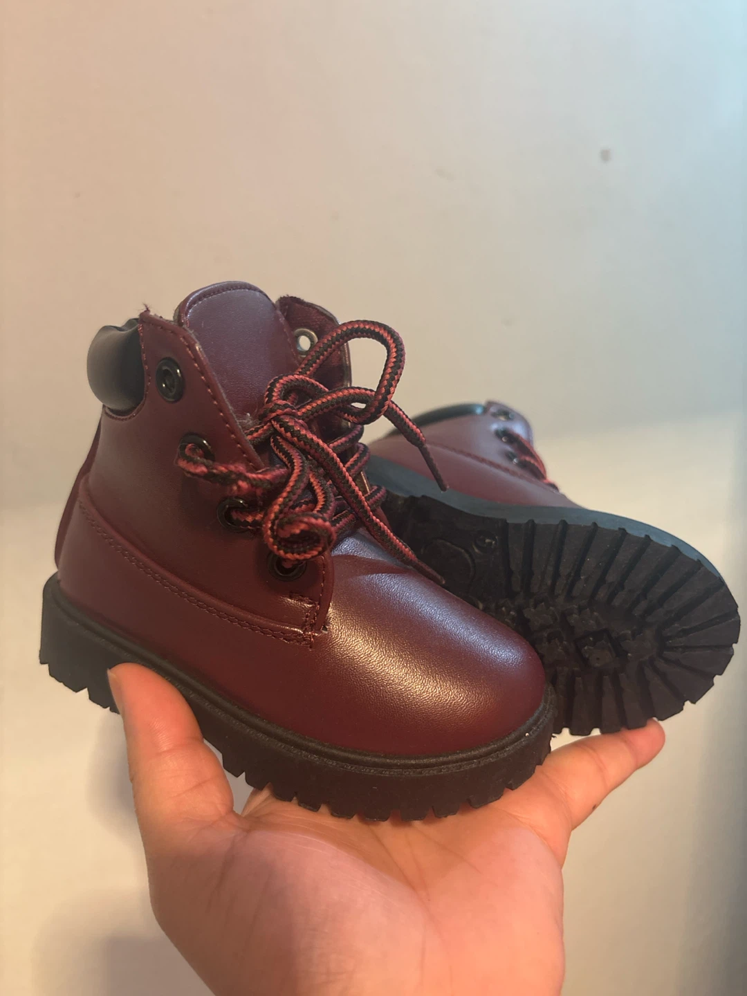 Toddler Burgundy Lace-Up Boots
