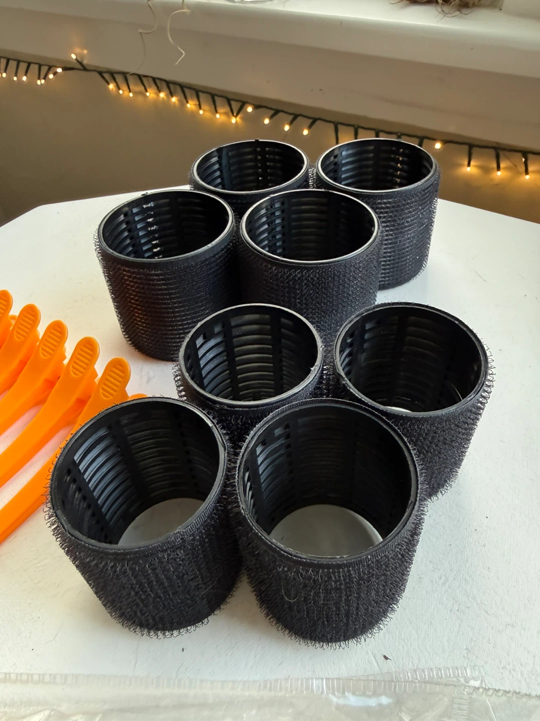 Hair rollers x8 — set w/ clips + bag