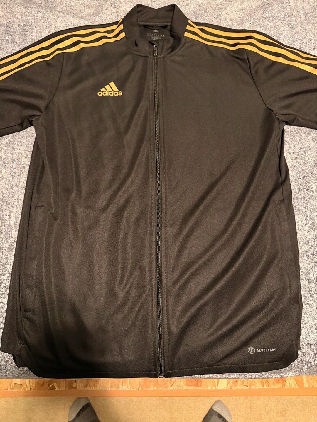 Adidas Men's AEROREADY 3 Stripe Track Jacket Black / Gold - photo 3
