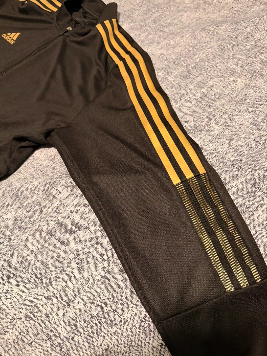 Adidas Men's AEROREADY 3 Stripe Track Jacket Black / Gold - photo 4